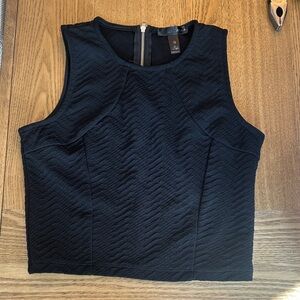 Aqua Black Textured Sleeveless Crop Tank Top
